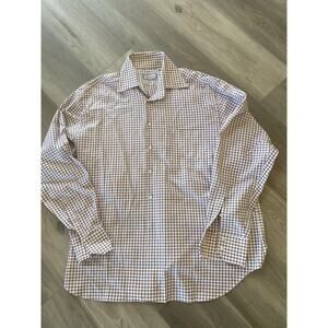 BIBLO CLUB Shirt 100% Cotton Size XXL plaid red white blue MADE IN ITALY EUC